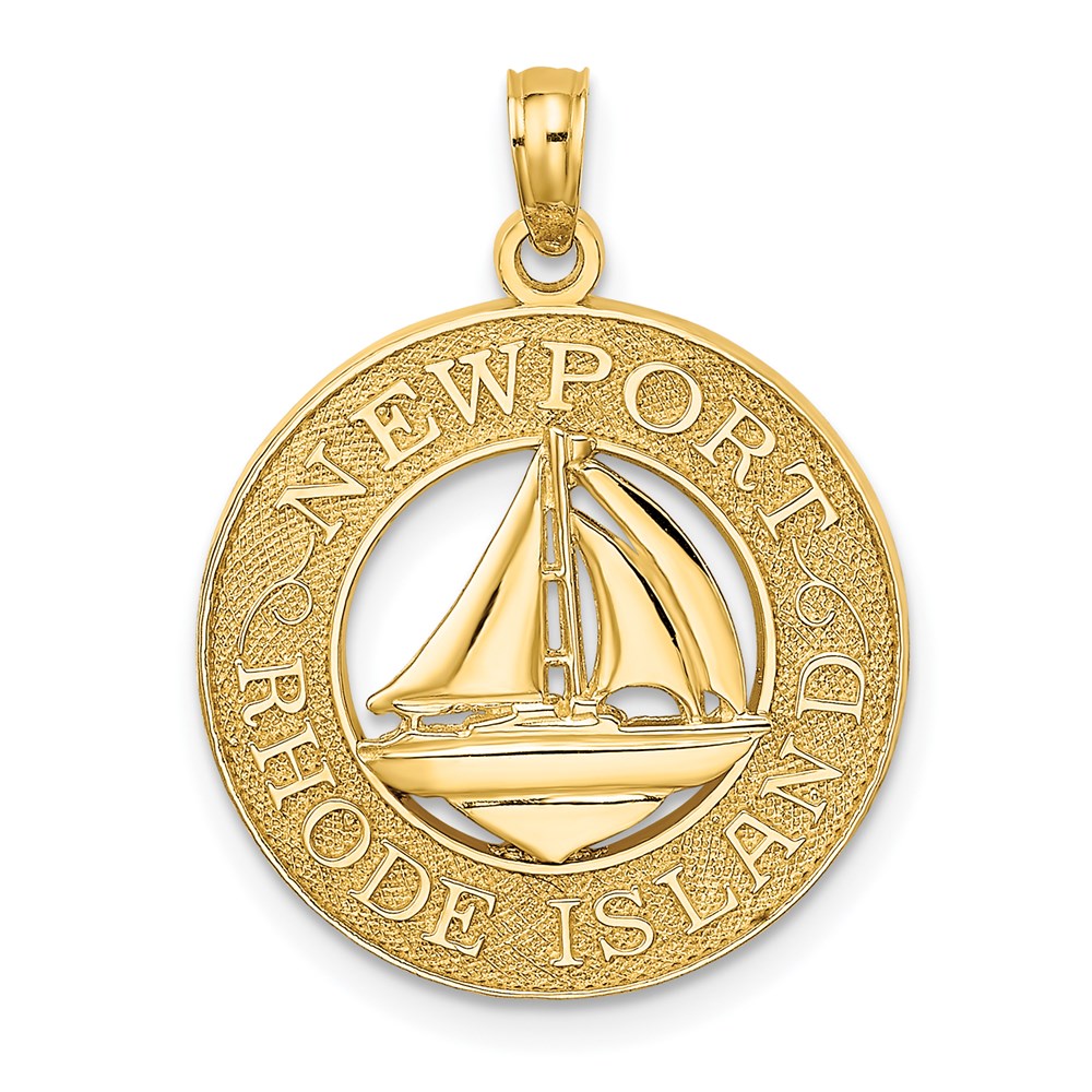 14k Yellow Gold 19 mm NEWPORT RHODE ISLAND w/ Sailboat Charm (2 grams)