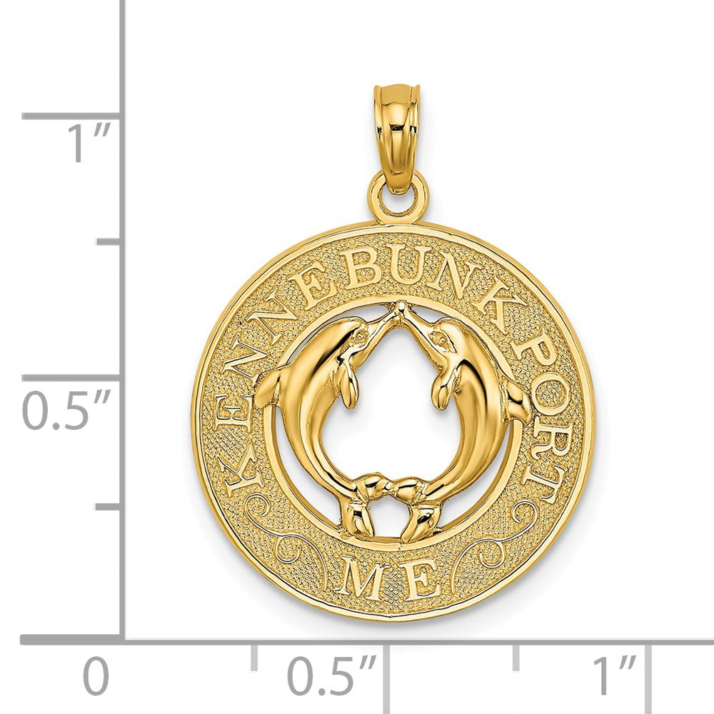 14k Yellow Gold 19.2 mm KENNEBUNKPORT ME Dolphins Charm (1.86 grams)