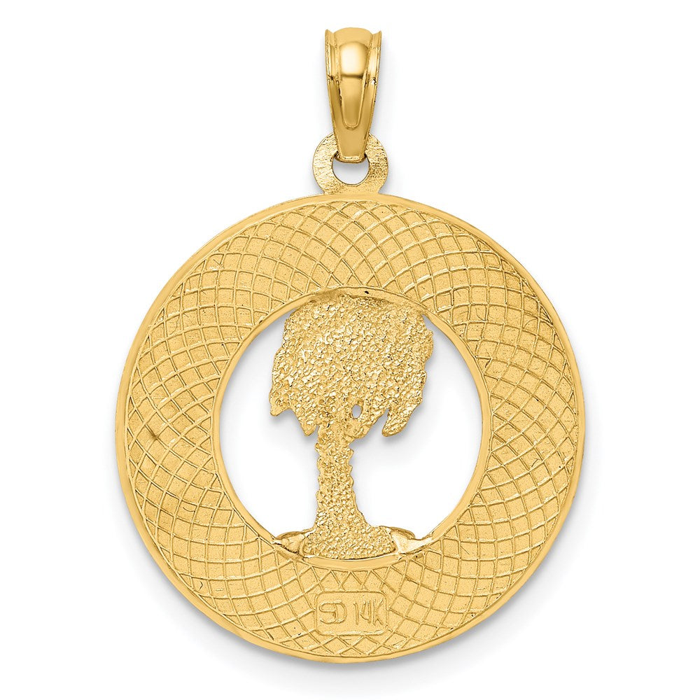 14k Yellow Gold 19.6 mm PAWLEYS ISLAND Palm Tree Charm (1.96 grams)
