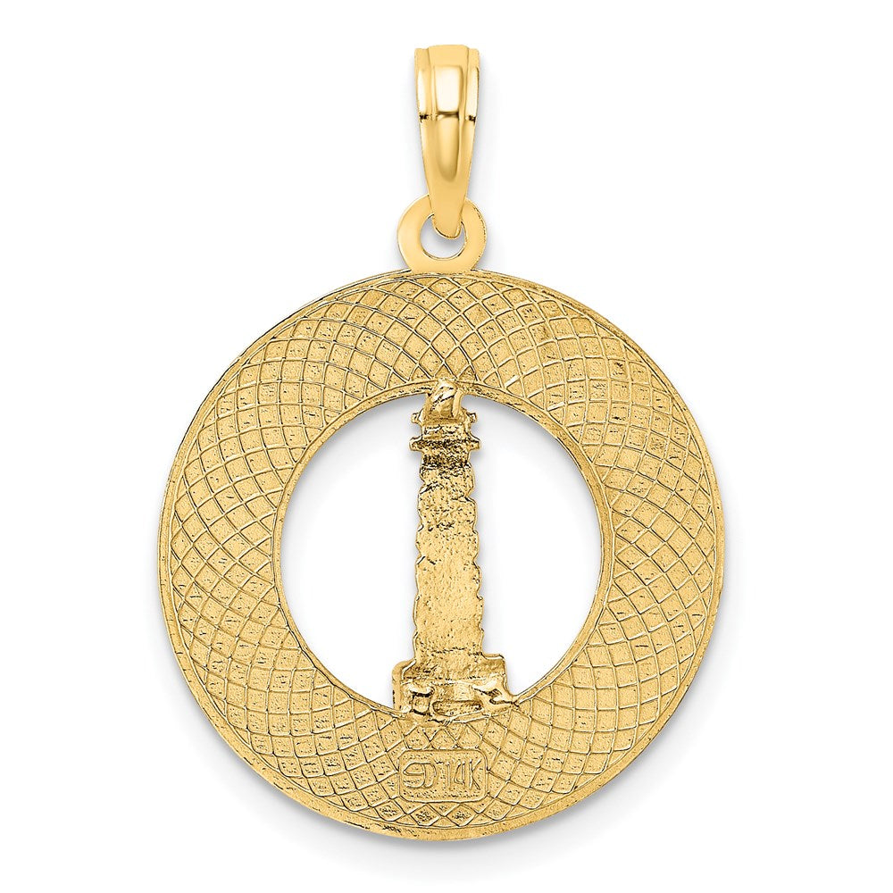 14k Yellow Gold 19.2 mm SAINT AUGUSTINE w/Lighthouse Circle Charm (1.67 grams)