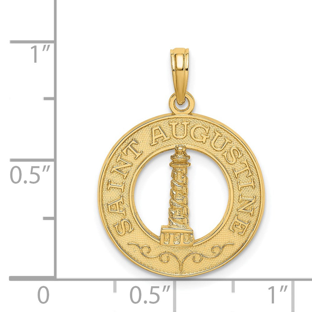 14k Yellow Gold 19.2 mm SAINT AUGUSTINE w/Lighthouse Circle Charm (1.67 grams)