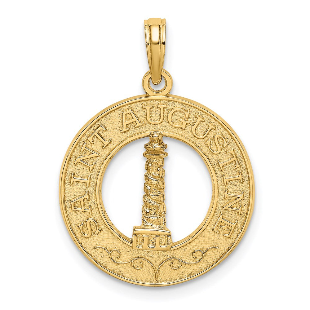 14k Yellow Gold 19.2 mm SAINT AUGUSTINE w/Lighthouse Circle Charm (1.67 grams)