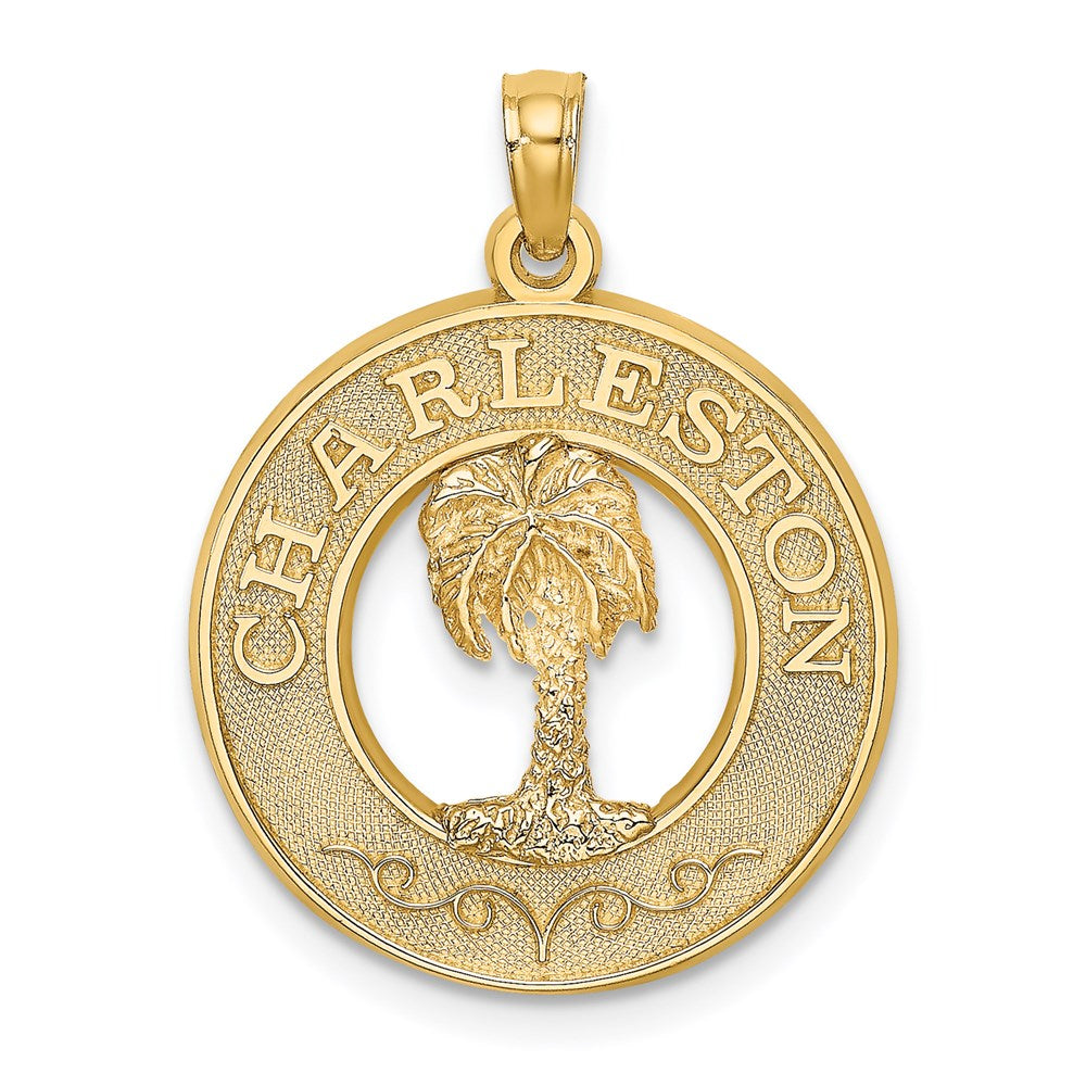 14k Yellow Gold 19.6 mm CHARLESTON Palm Tree Charm (2.07 grams)