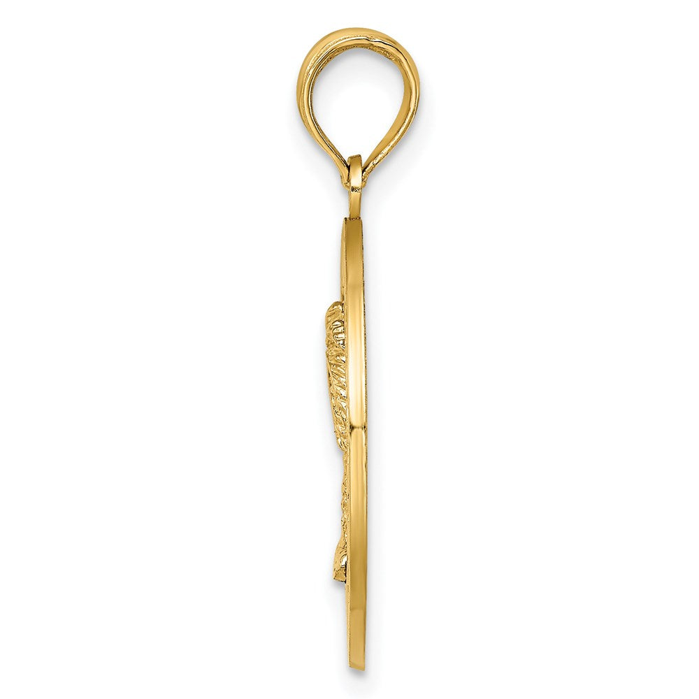 14k Yellow Gold 19.2 mm SAINT AUGUSTINE w/Palm Tree Circle Charm (1.81 grams)