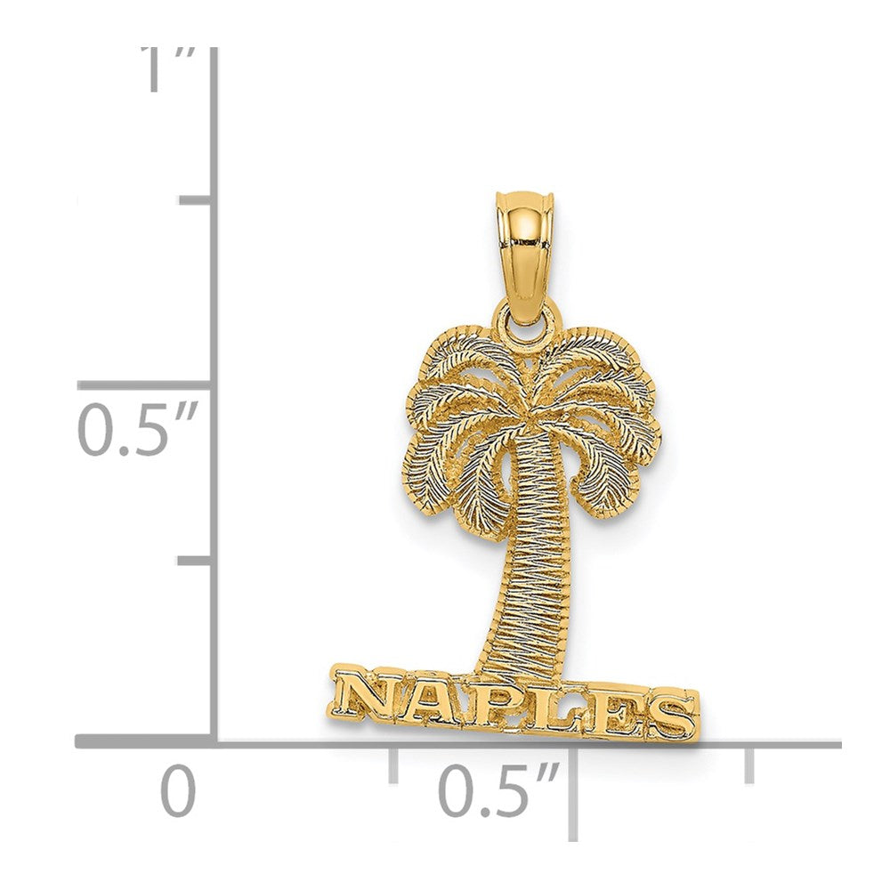 14k Yellow Gold 14.3 mm NAPLES Palm Tree Charm (0.93 grams)