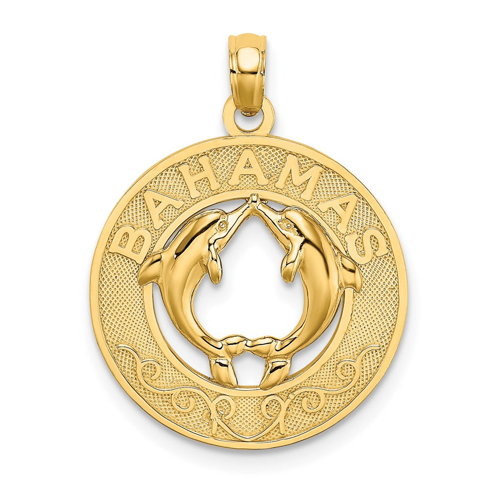 14k Yellow Gold 18.6 mm BAHAMAS Dolphin Charm (2.18 grams)