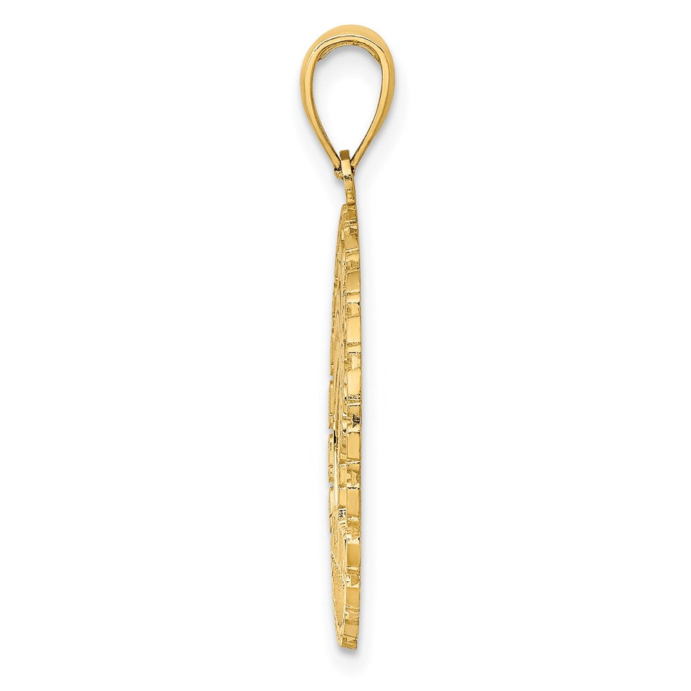 14k Yellow Gold 21.6 mm BERMUDA Palm Tree Round Charm (1.96 grams)