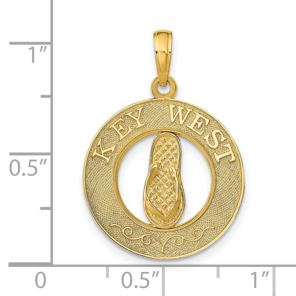 14k Yellow Gold 18 mm KEY WEST Flip Flop Pendant (2.01 grams)