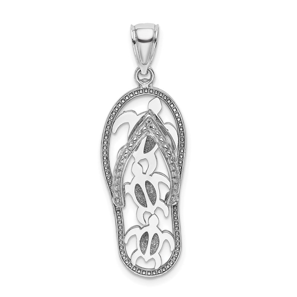 14k White Gold 11.5 mm Triple Turtle Flip-Flop Charm (2.14 grams)