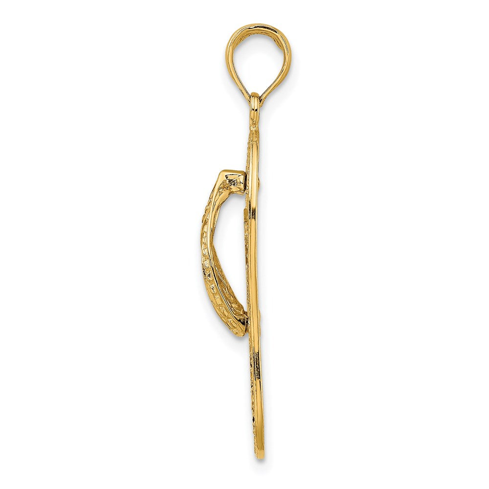 14k Yellow Gold 11.5 mm Palm Tree Flip and Flop Charm (1.77 grams)