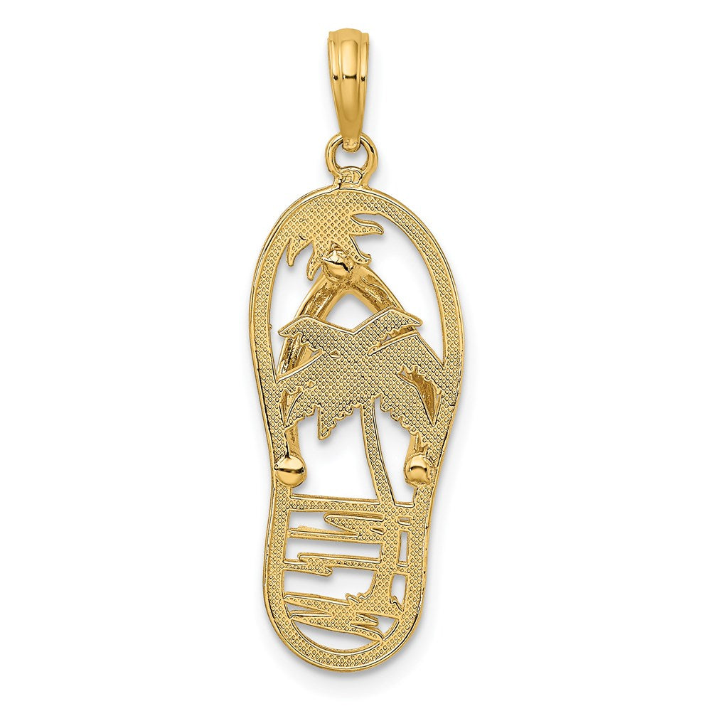 14k Yellow Gold 11.5 mm Palm Tree Flip and Flop Charm (1.77 grams)