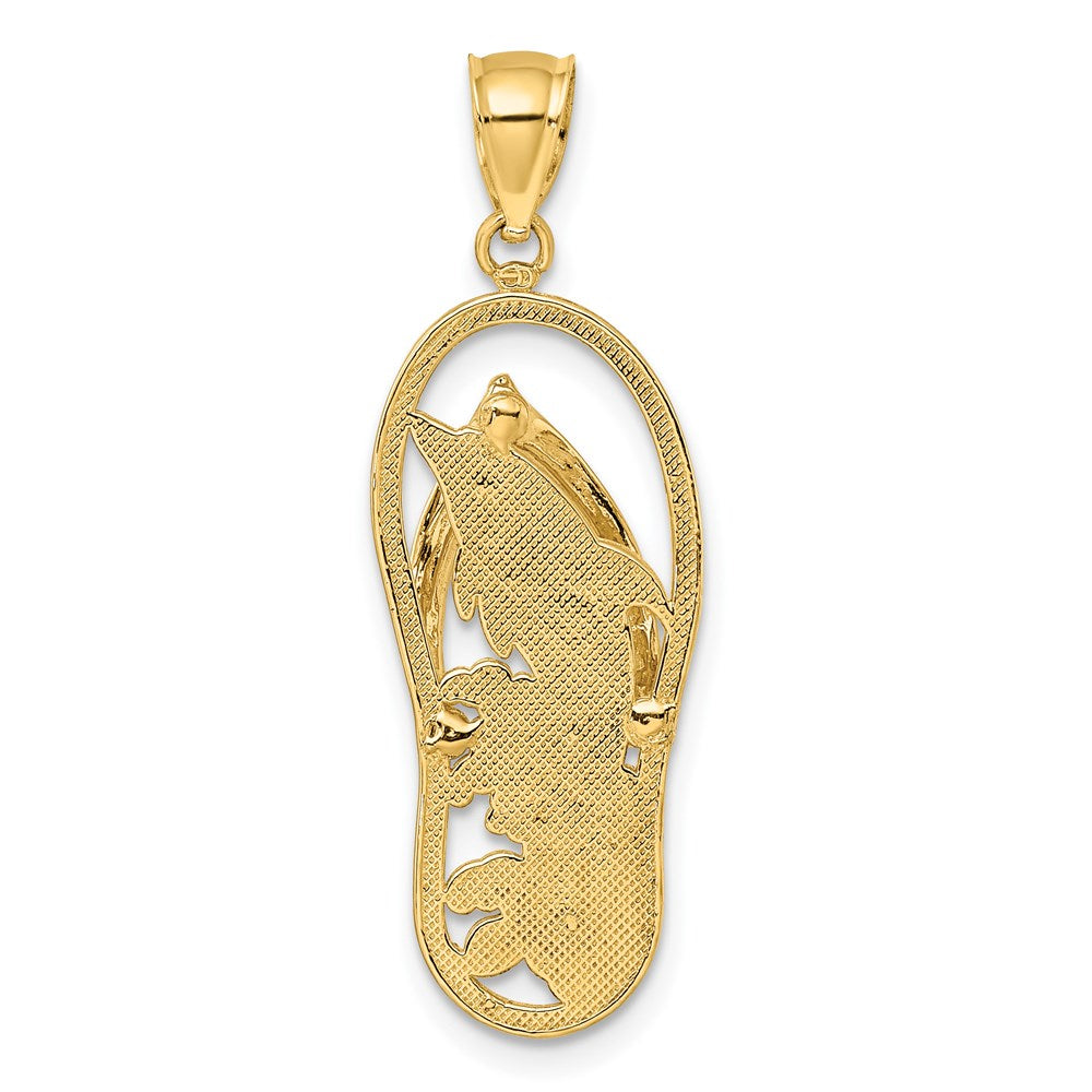 14k Yellow Gold 11.4 mm Polished Dolphin Flip-Flop Charm (1.93 grams)