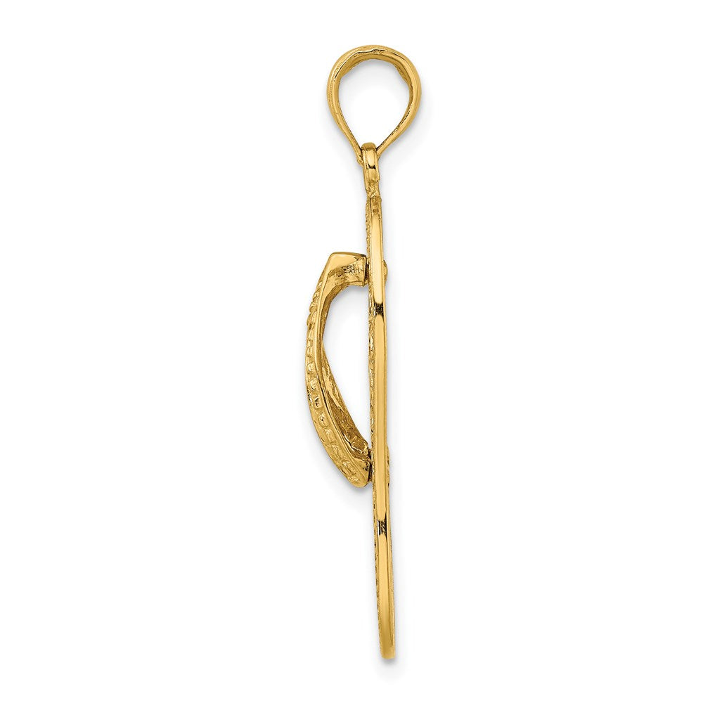 14k Yellow Gold 11.4 mm Polished Multi Flower Flip-Flop Charm (1.95 grams)