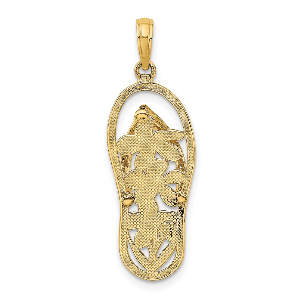 14k Yellow Gold 11.4 mm Polished Multi Flower Flip-Flop Charm (1.95 grams)