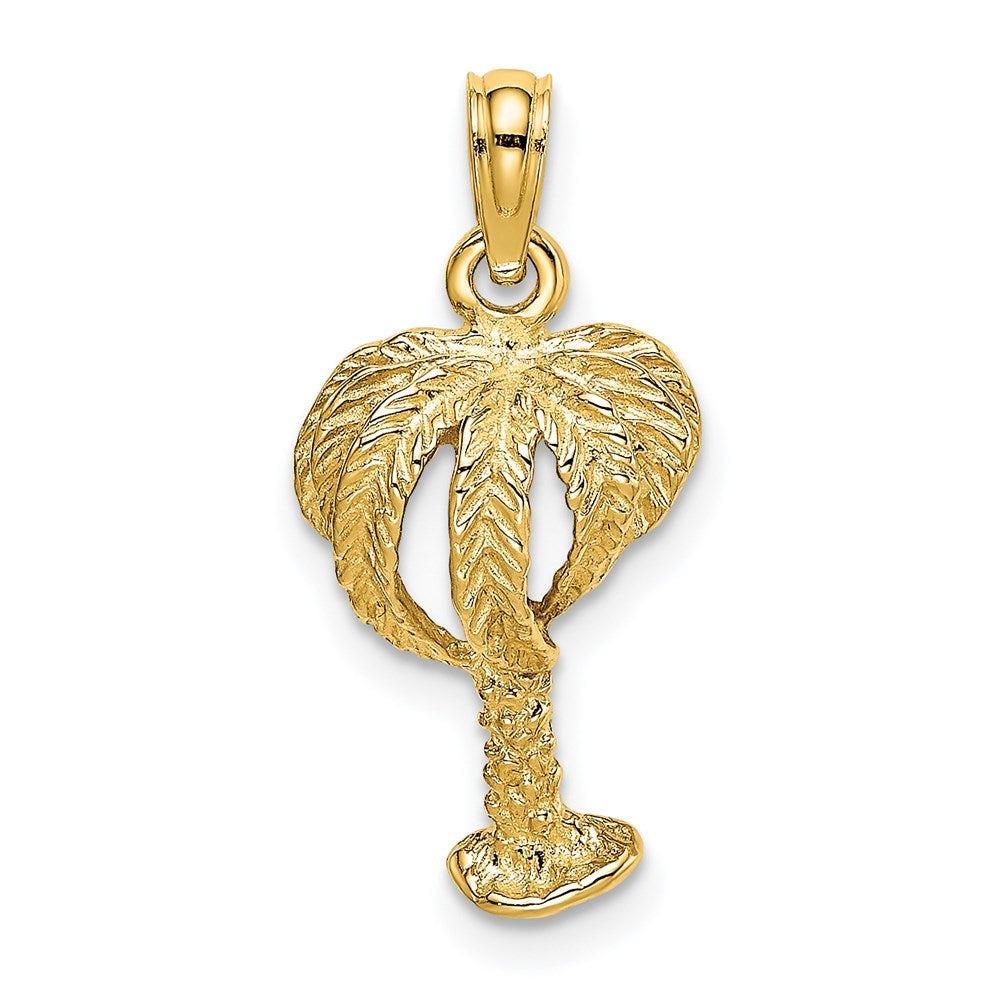 14k Yellow Gold 11.2 mm 2-D Textured Palm Tree Charm (1.51 grams)