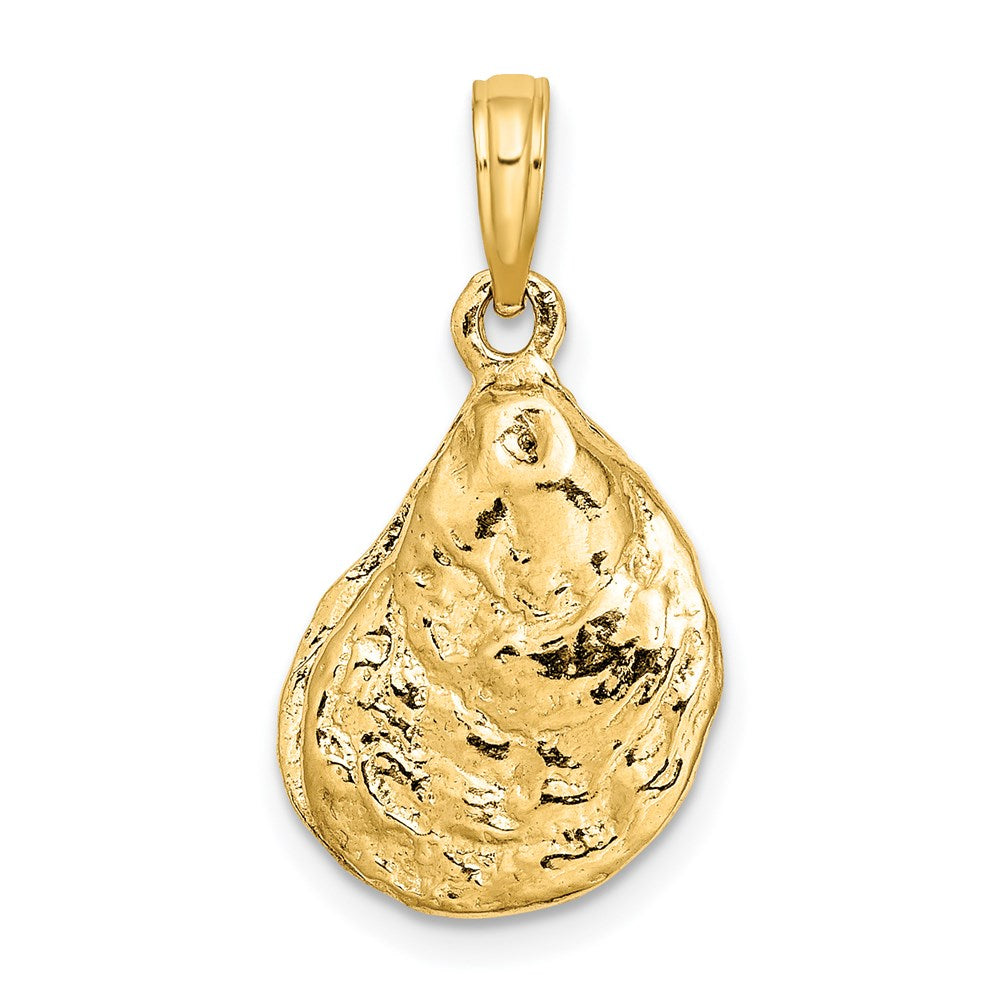 14k Yellow Gold 13 mm 3-D Textured Oyster Shell Charm (2.8 grams)