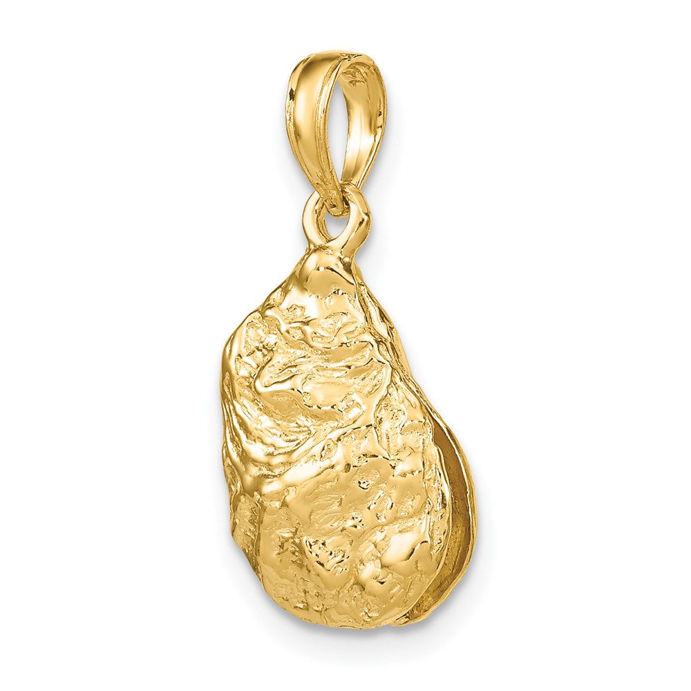 14k Yellow Gold 13 mm 3-D Textured Oyster Shell Charm (2.8 grams)