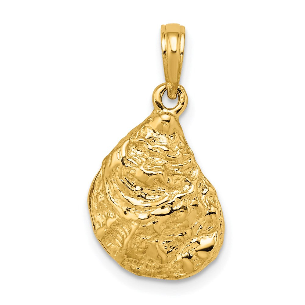 14k Yellow Gold 13 mm 3-D Textured Oyster Shell Charm (2.8 grams)