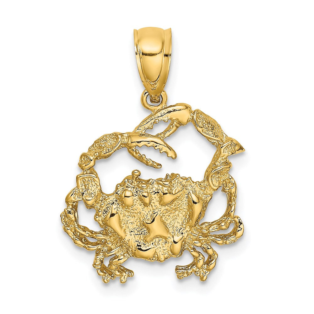 14k Yellow Gold 17 mm Textured Crab Charm (1.8 grams)