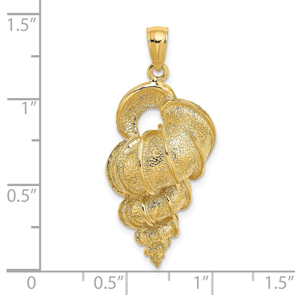 14k Yellow Gold 17.45 mm 2-D Precious Wentletrap Shell Charm (5.95 grams)