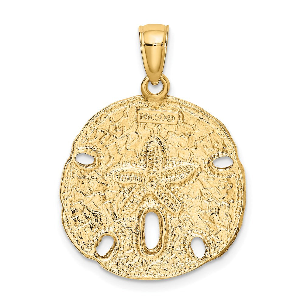 14k Yellow Gold 20.55 mm Polished Sand Dollar Charm (3.35 grams)