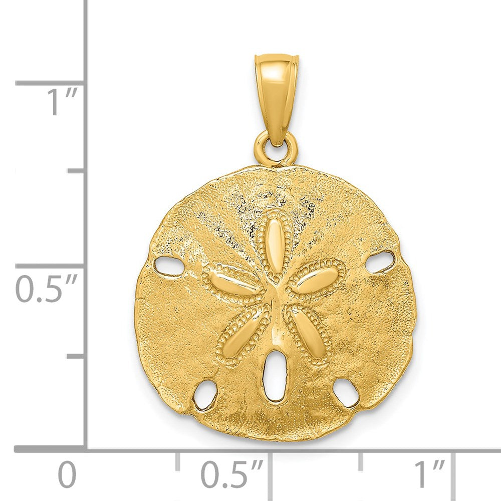 14k Yellow Gold 20.55 mm Polished Sand Dollar Charm (3.35 grams)