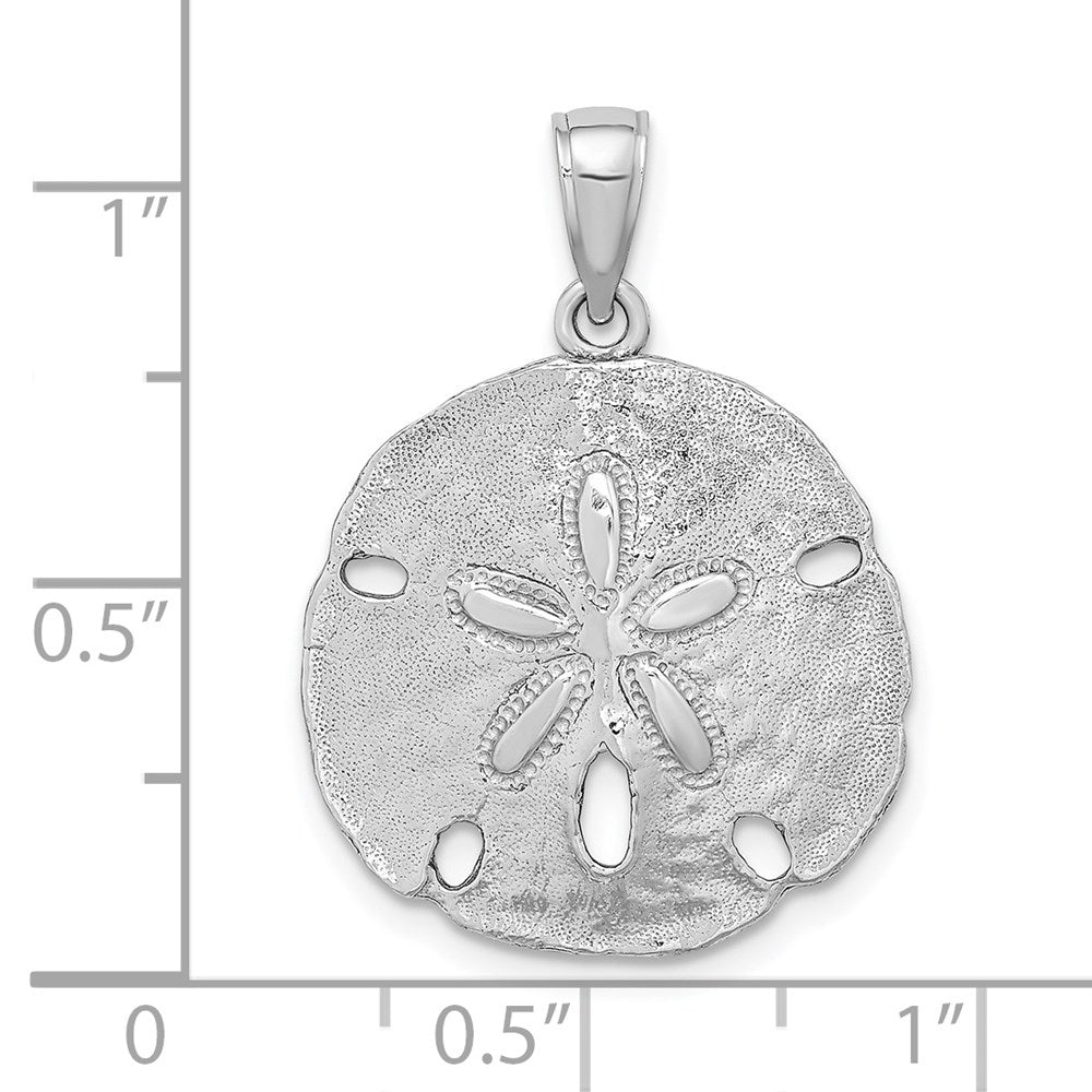 14k White Gold 20.55 mm Polished Sand Dollar Charm (3.33 grams)