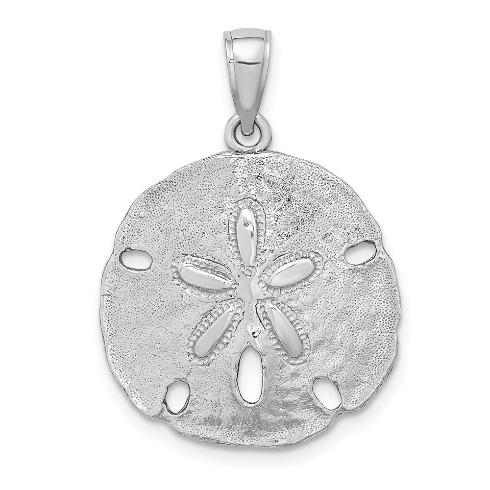 14k White Gold 20.55 mm Polished Sand Dollar Charm (3.33 grams)