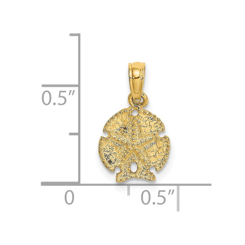 14k Yellow Gold 9.8 mm Starfish on Sand Dollar Pendant (0.62 grams)