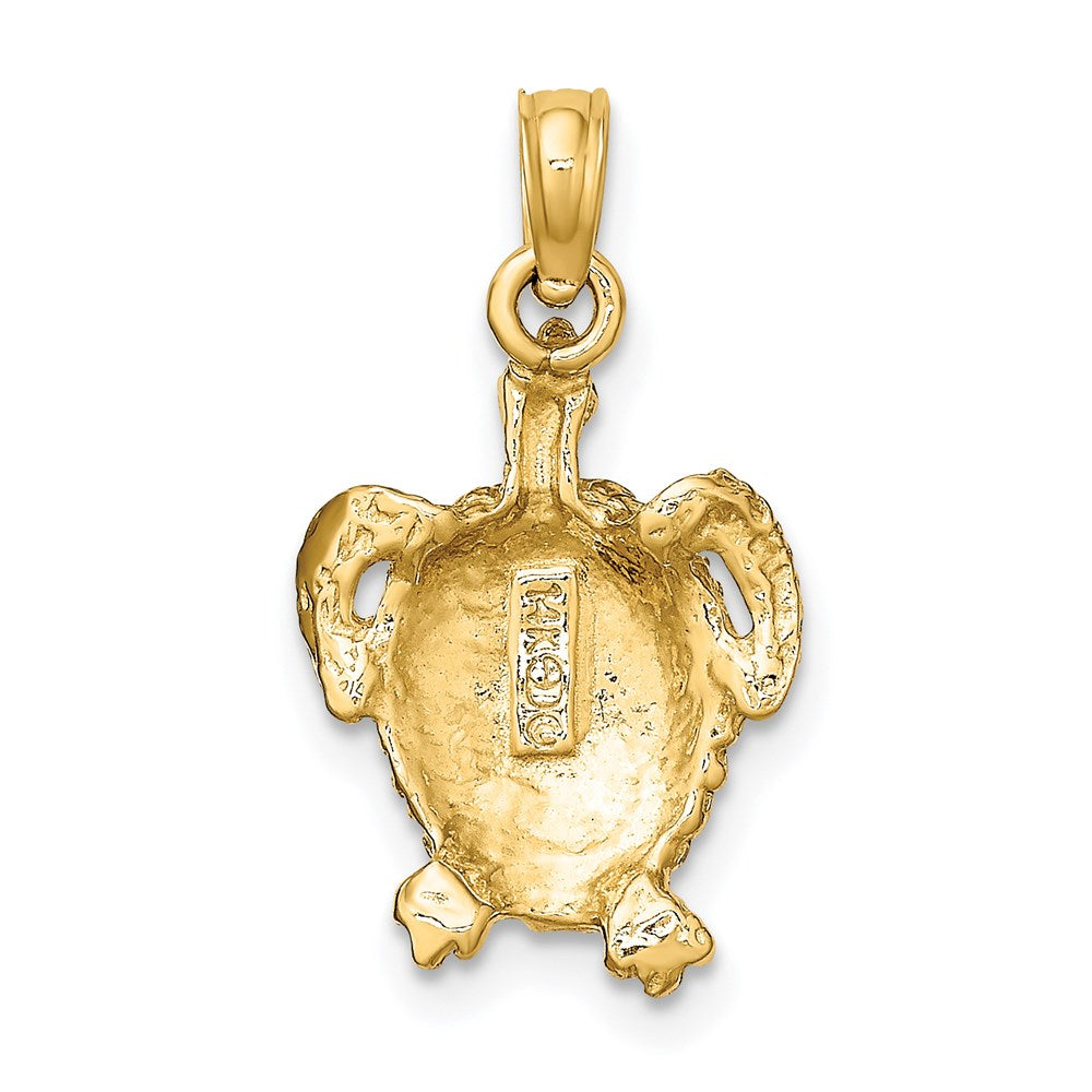 14k Yellow Gold 11.65 mm Textured Sea Turtle Charm (1.25 grams)