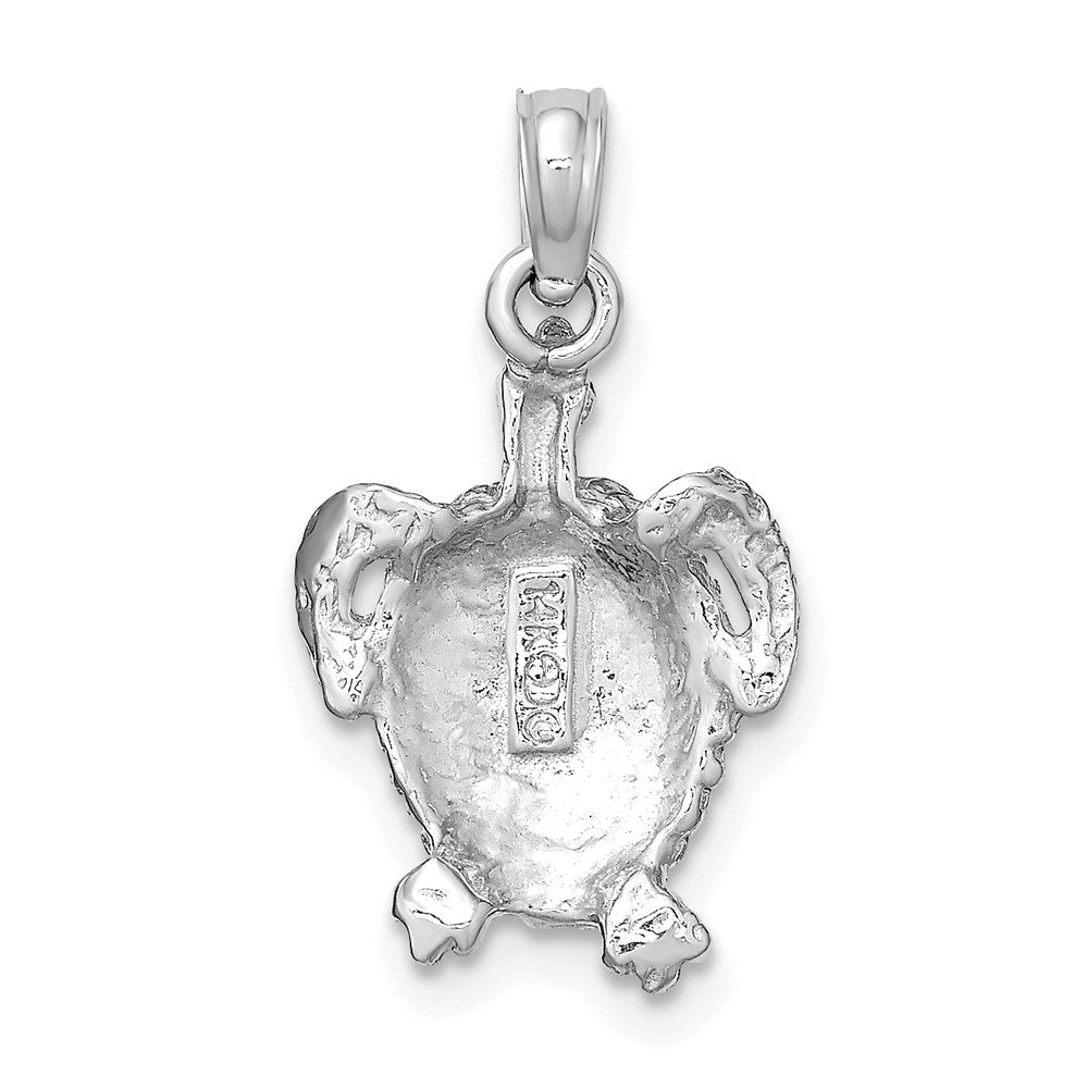 14k White Gold 11.65 mm Textured Sea Turtle Charm (1.34 grams)
