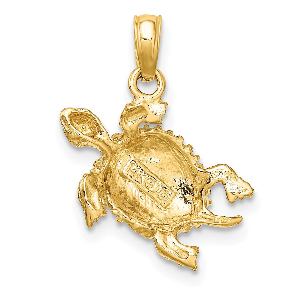 14k Yellow Gold 15.7 mm Sea Turtle with Tail Charm (1.35 grams)