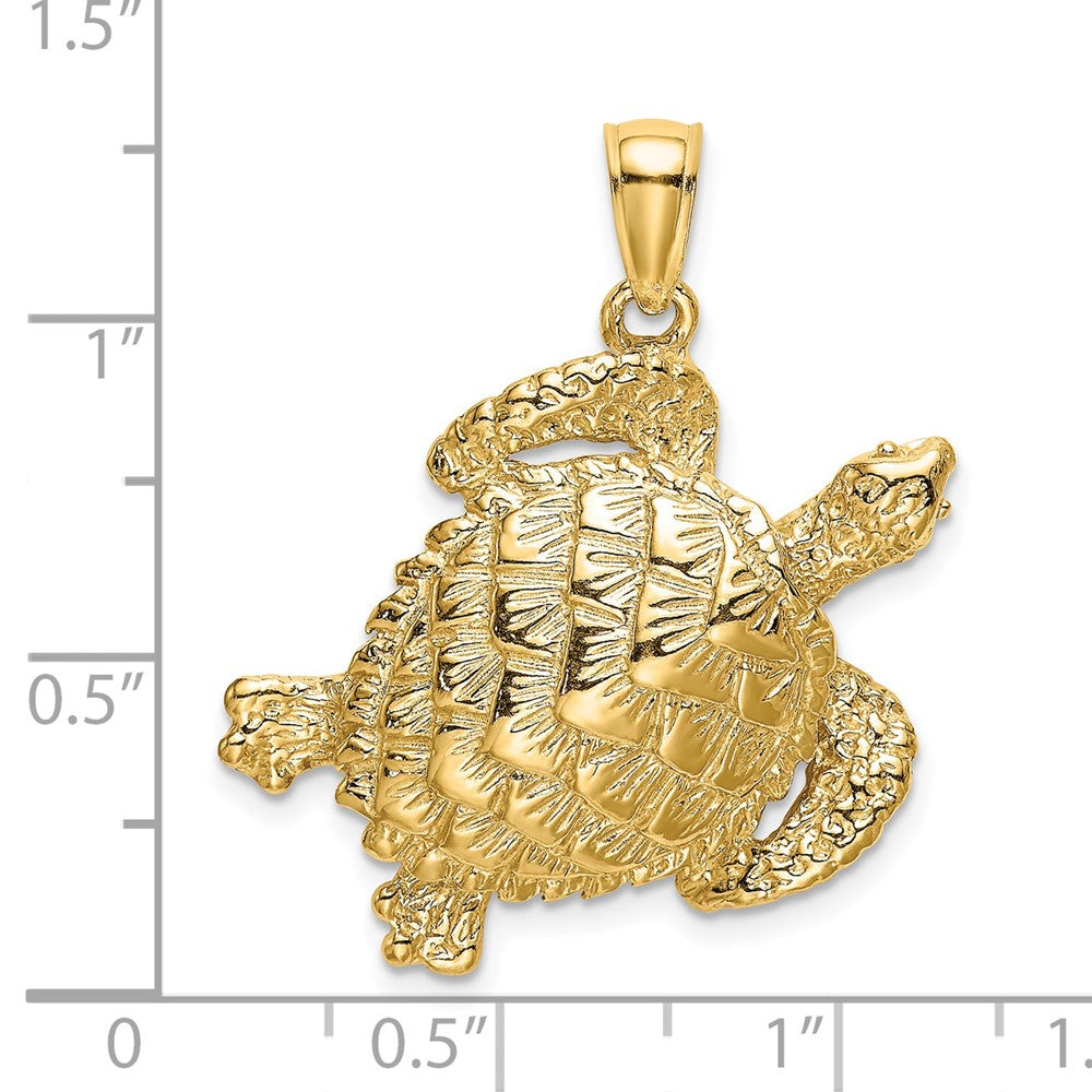 14k Yellow Gold 26.4 mm Textured Sea Turtle Charm (4.2 grams)