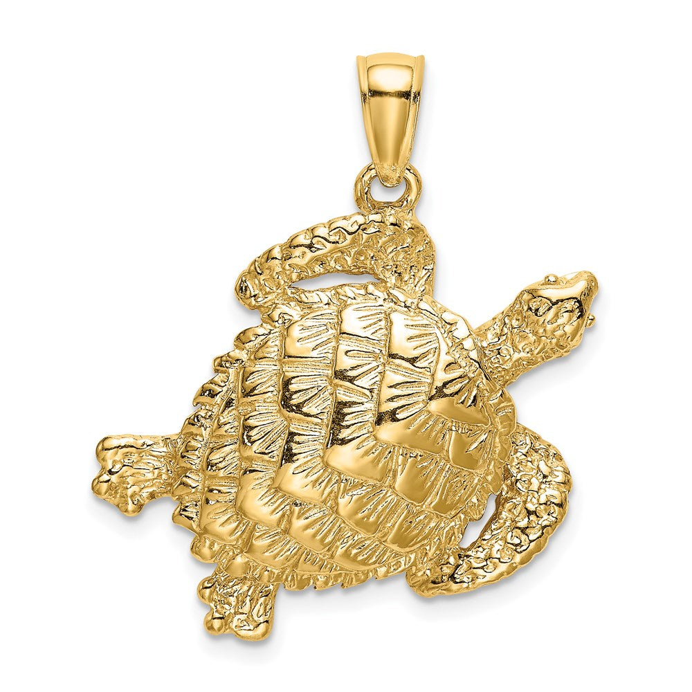 14k Yellow Gold 26.4 mm Textured Sea Turtle Charm (4.2 grams)