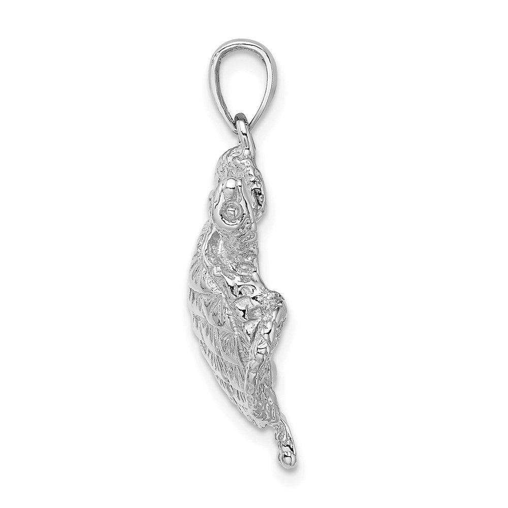 14k White Gold 26.4 mm Textured Sea Turtle Charm (3.57 grams)