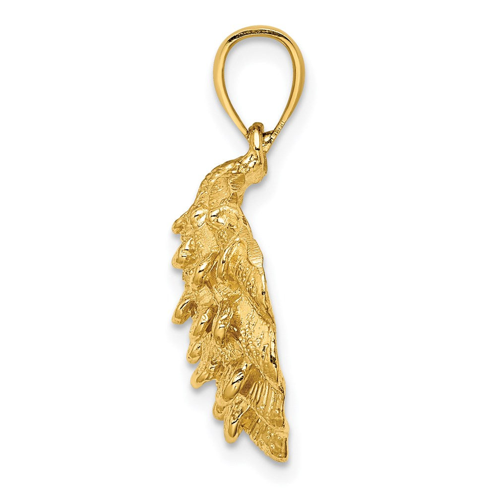 14k Yellow Gold 16.9 mm Textured Oyster Shell Charm (2.91 grams)