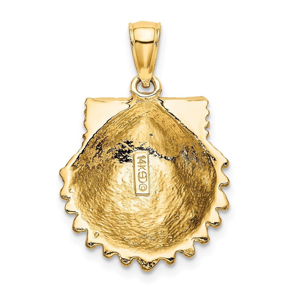 14k Yellow Gold 17.7 mm Textured Scallop Shell Charm (3.64 grams)