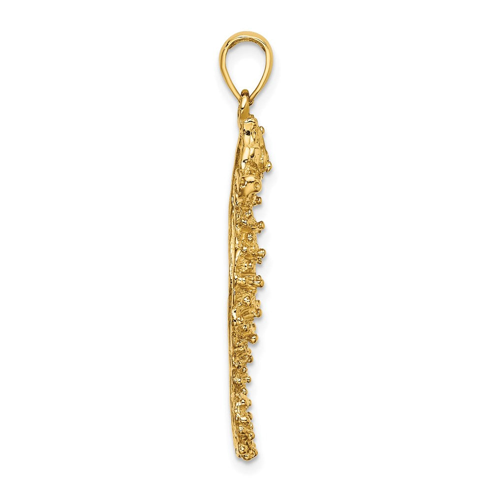 14k Yellow Gold 11.15 mm Textured Seahorse Charm (2.96 grams)