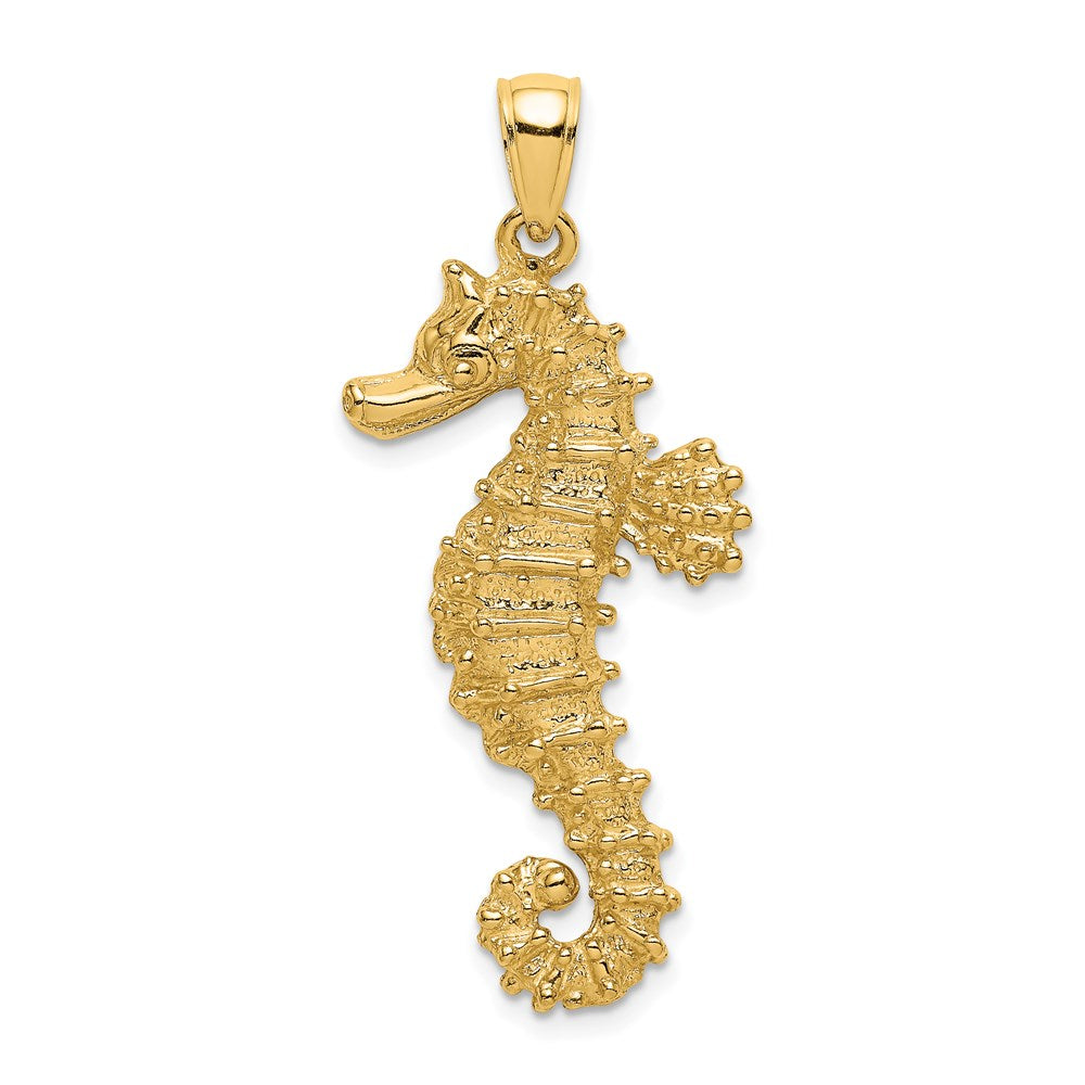 14k Yellow Gold 11.15 mm Textured Seahorse Charm (2.96 grams)