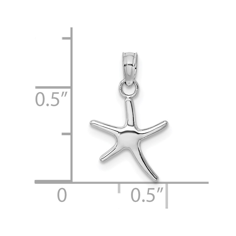 14k White Gold 11.3 mm Polished Mini Dancing Starfish Charm (0.6 grams)