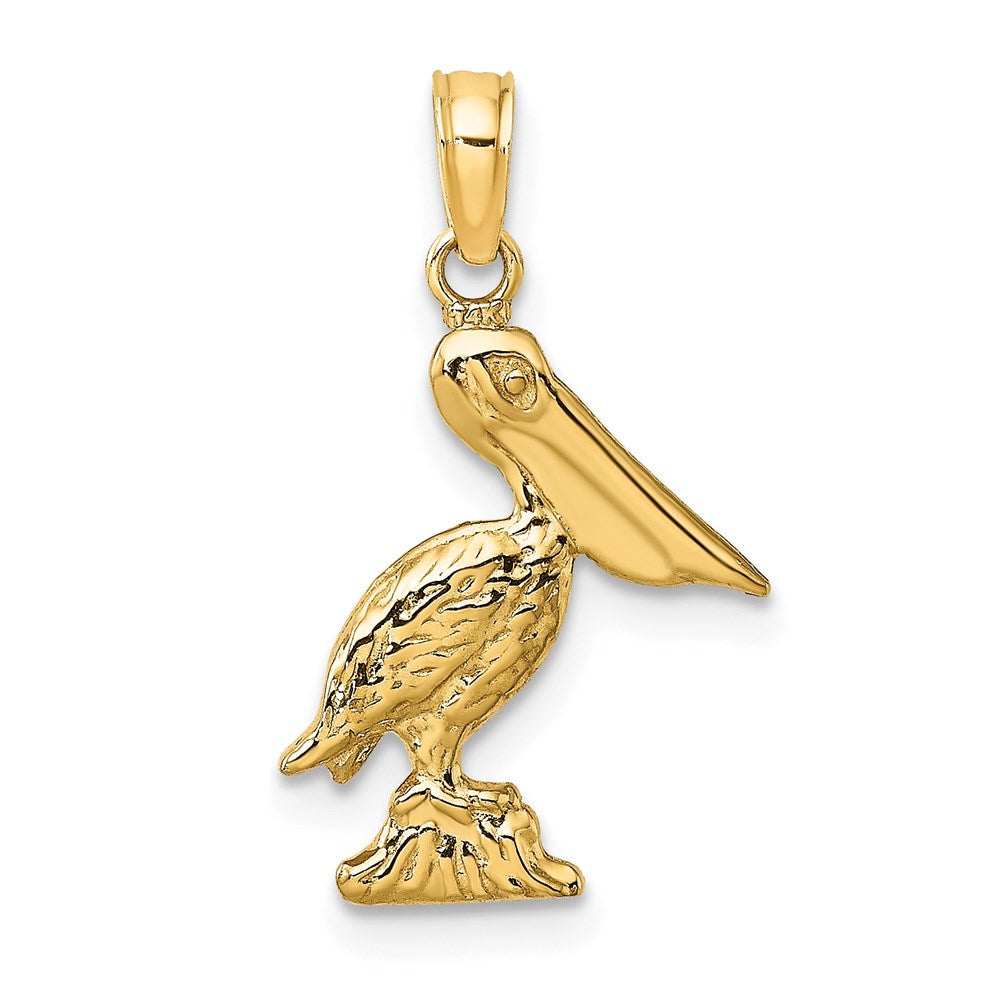 14k Yellow Gold 13.5 mm 3-D Pelican Standing Charm (1.49 grams)