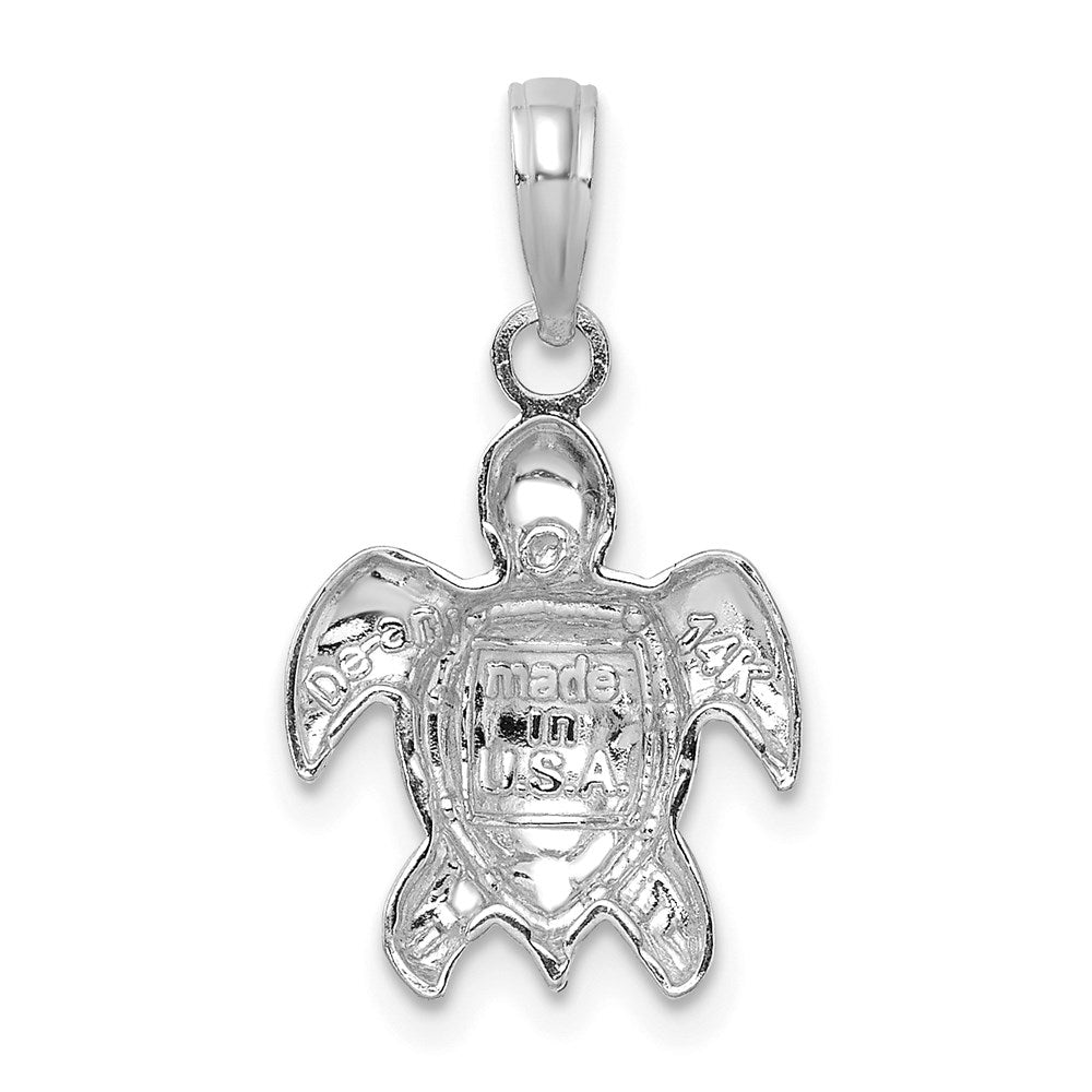 14k White Gold 12.9 mm 2-D Textured Sea Turtle Charm (1.12 grams)