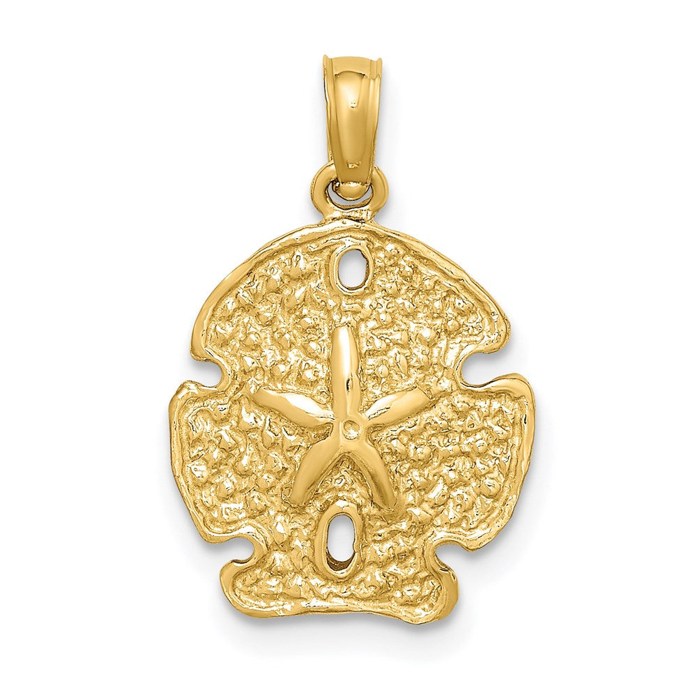 14k Yellow Gold 13.35 mm Polished Sand Dollar Charm (1.37 grams)