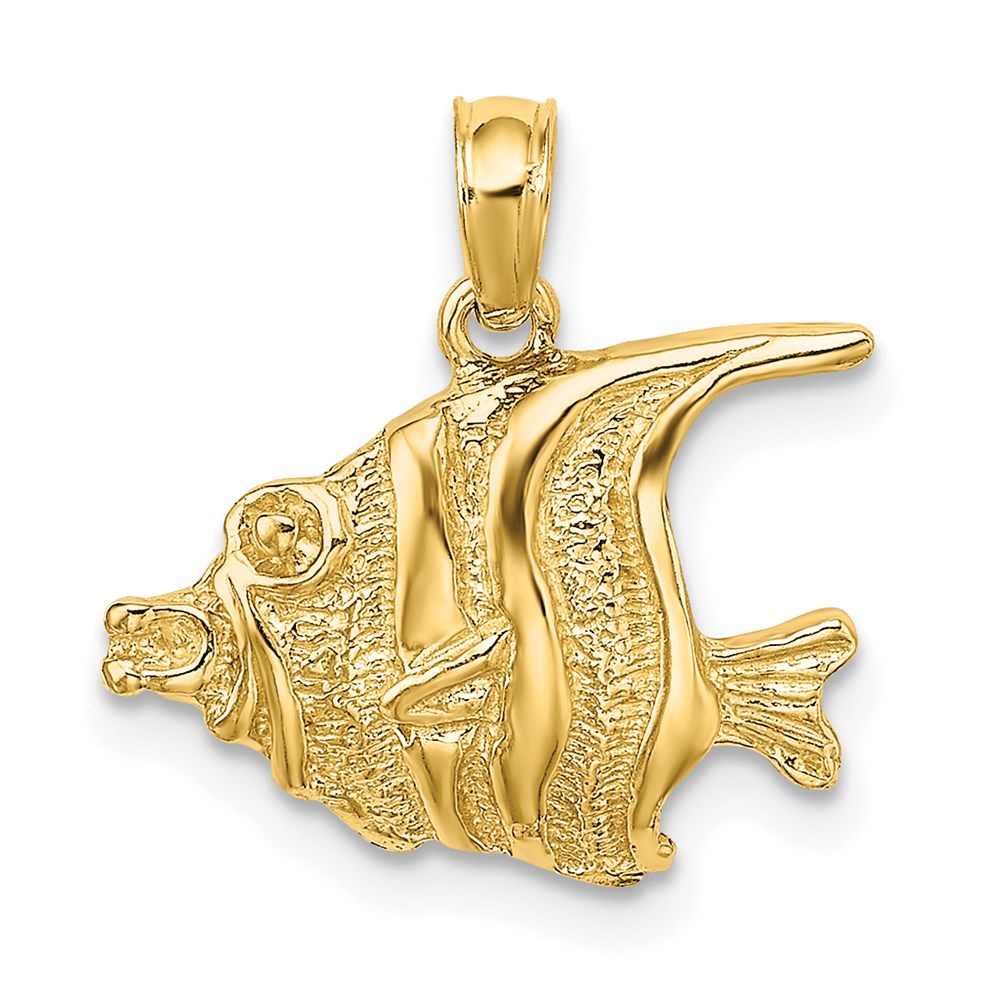 14k Yellow Gold 16 mm Polished Engraved FISH Charm (1.27 grams)