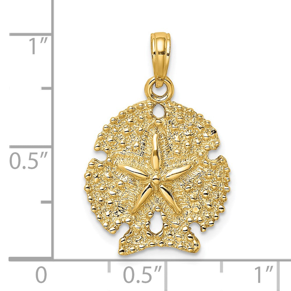 14k Yellow Gold 17.3 mm Textured Sand Dollar Charm (2.47 grams)