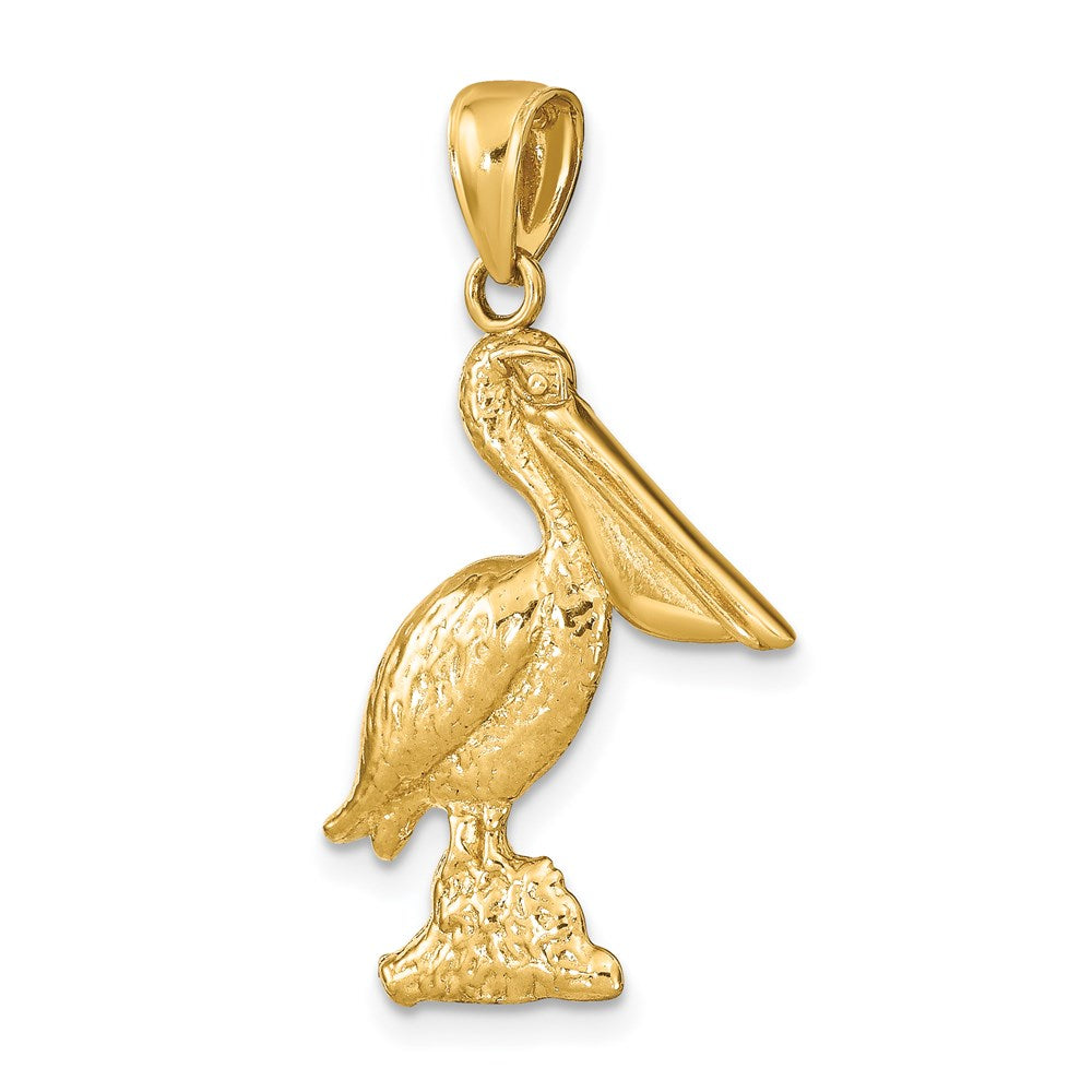 14k Yellow Gold 19 mm 3-D Pelican Standing Charm (3.65 grams)