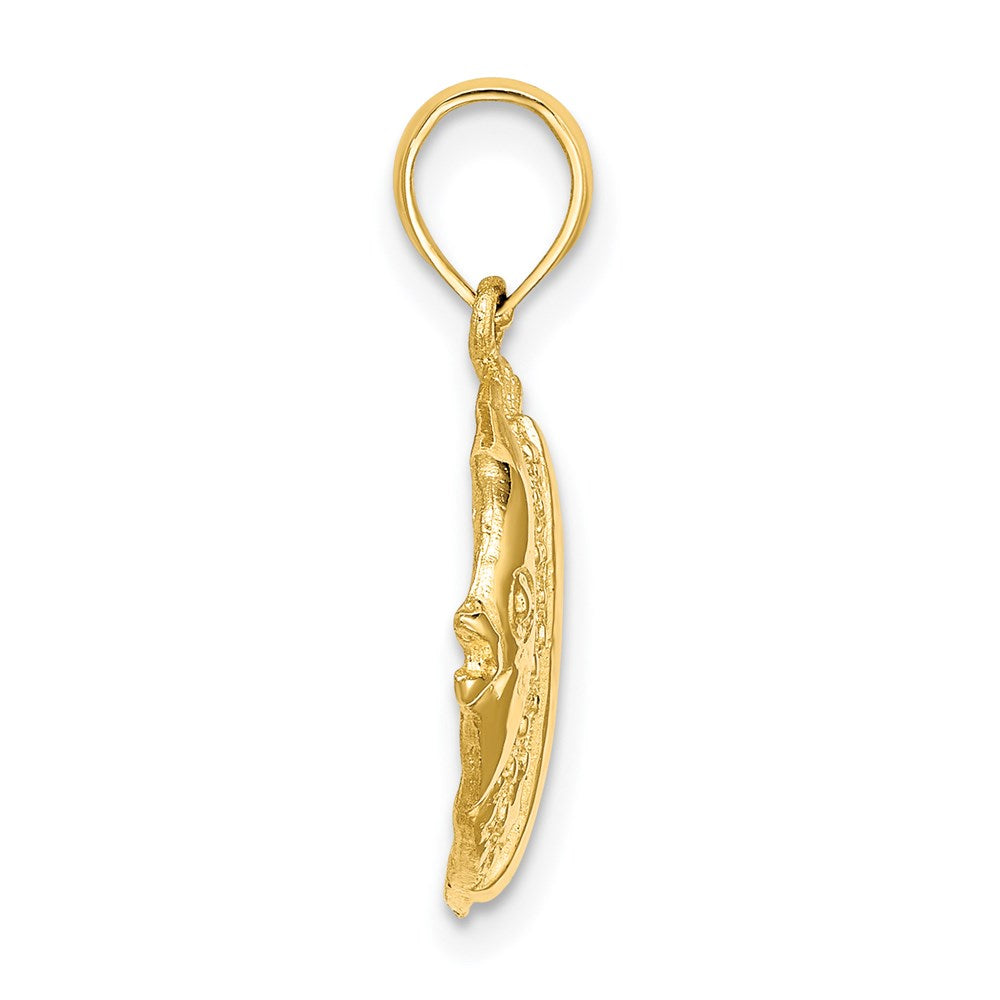 14k Yellow Gold 20 mm Polished Engraved Fish Charm (2.12 grams)