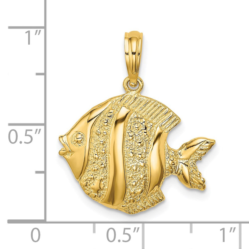 14k Yellow Gold 20 mm Polished Engraved Fish Charm (2.12 grams)