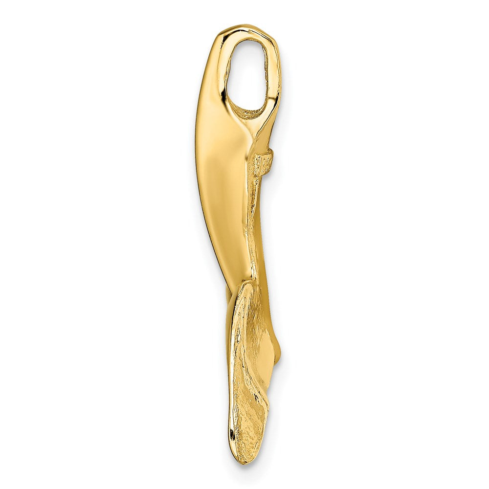 14k Yellow Gold 7.25 mm 3-D Polished Engraved Whale Tail Chain Slide (3.69 grams)