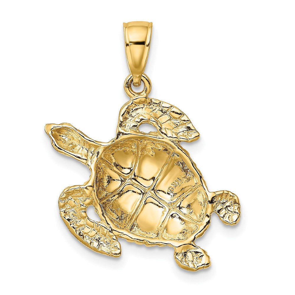 14k Yellow Gold 22.6 mm Textured Sea Turtle Charm (2.83 grams)